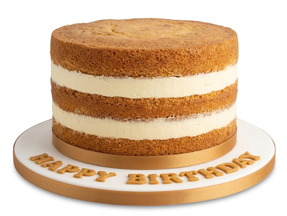 Elegant Naked Birthday Cake with Gold Ribbon