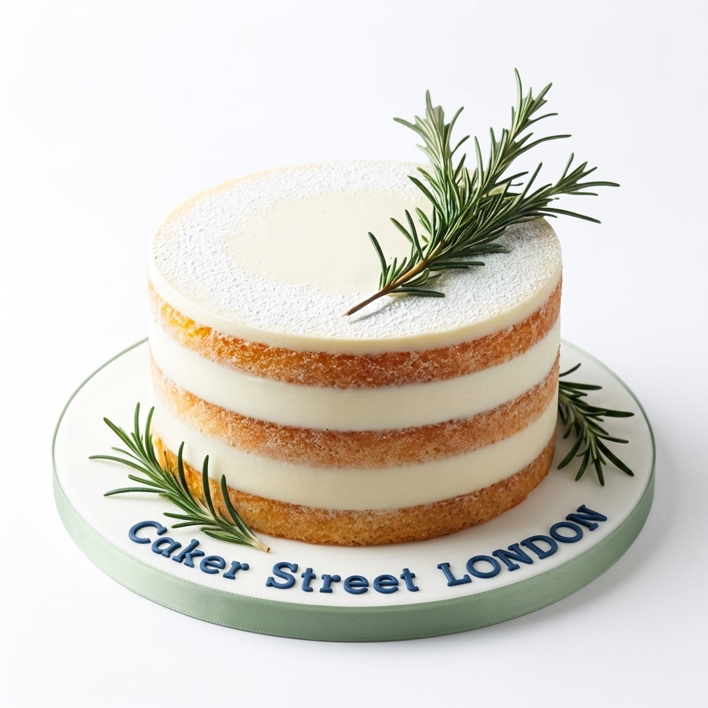 Elegant Naked Birthday Cake with Fresh Rosemary
