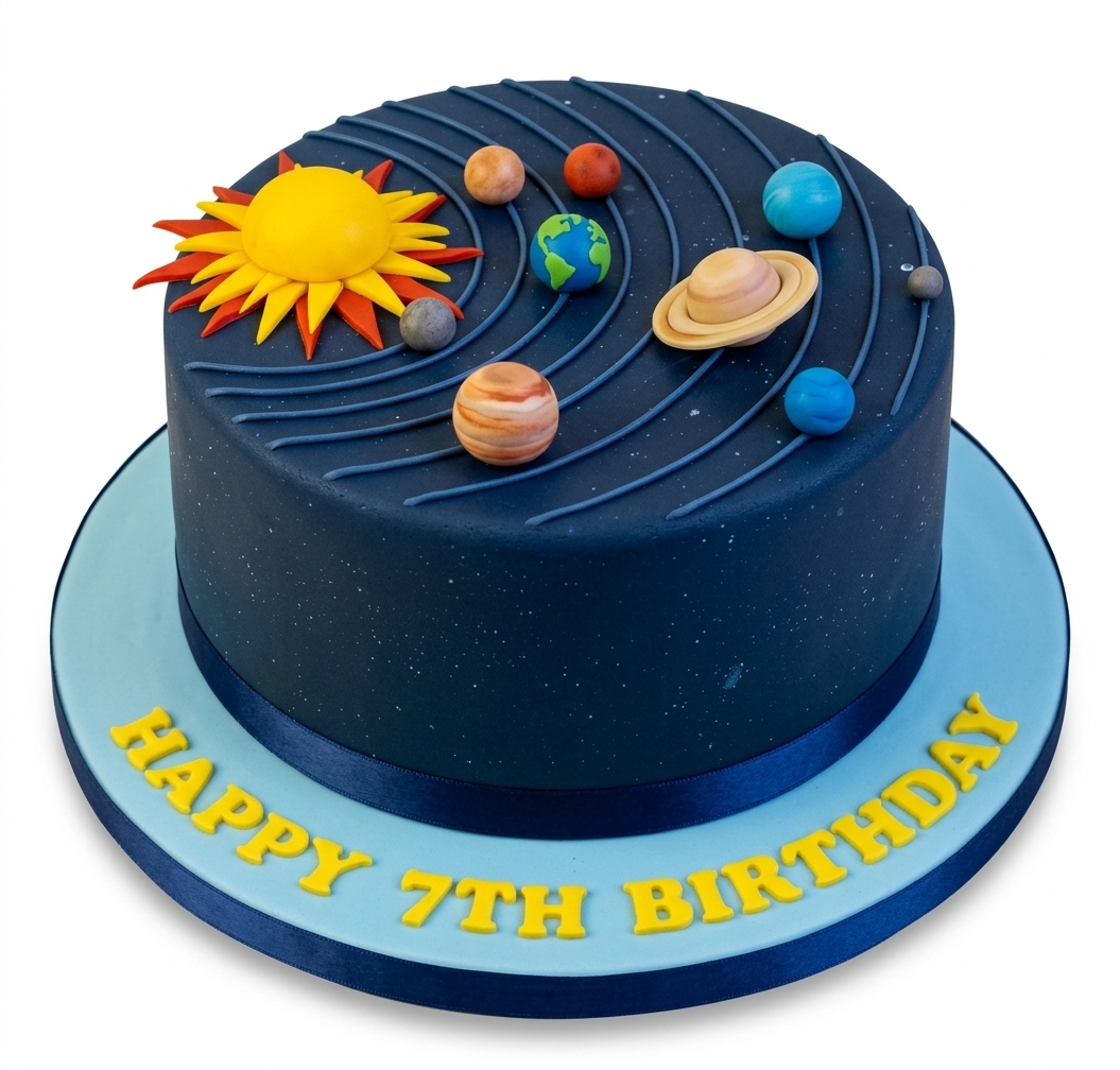 Space Birthday Cake with Planets