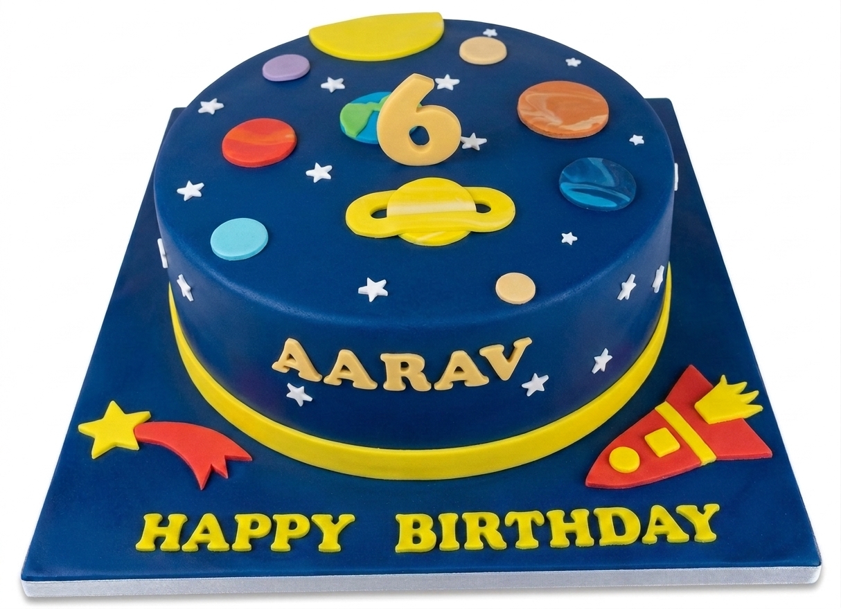 Space Theme Birthday Cake for Kids with Custom Age