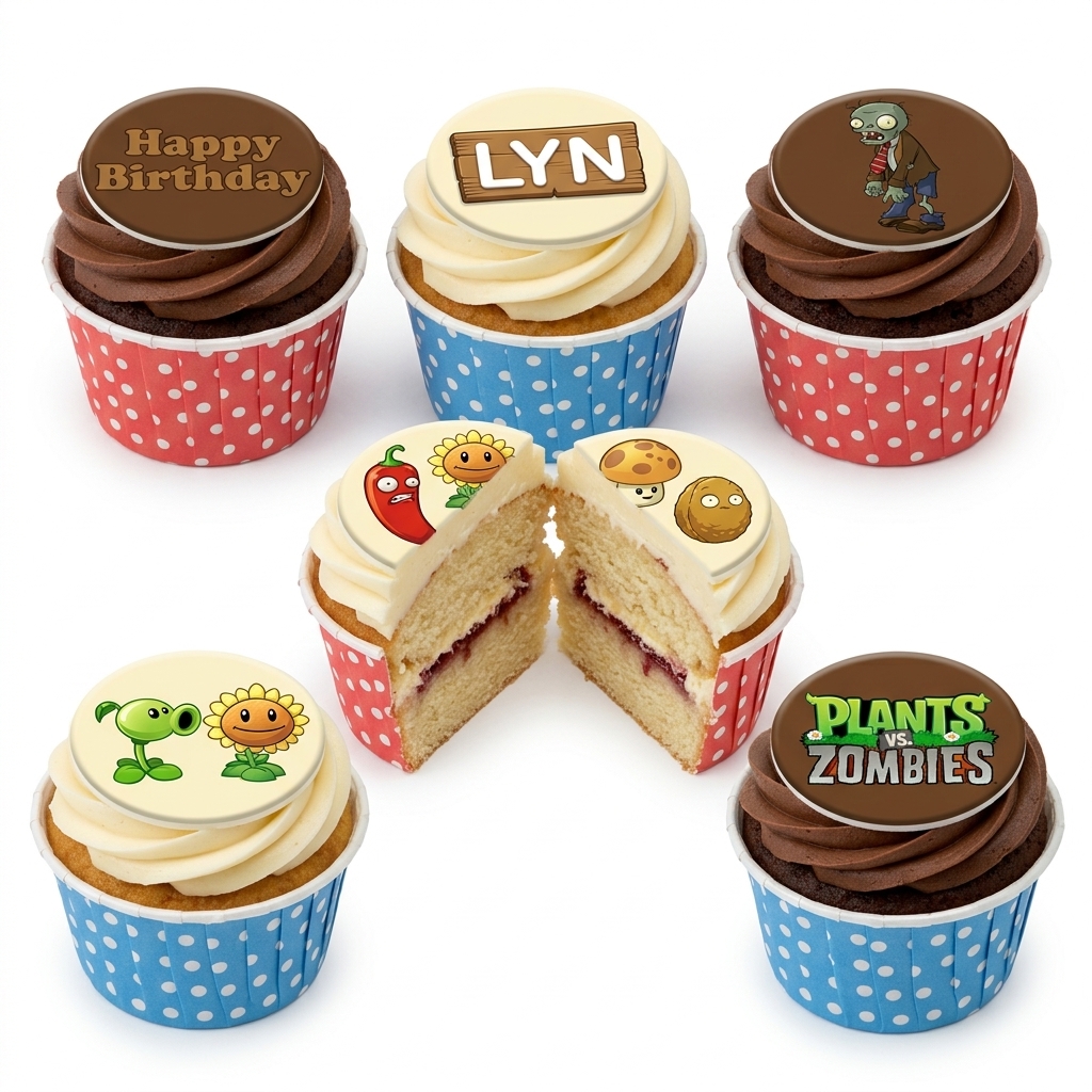Plants vs Zombies Birthday Cupcakes