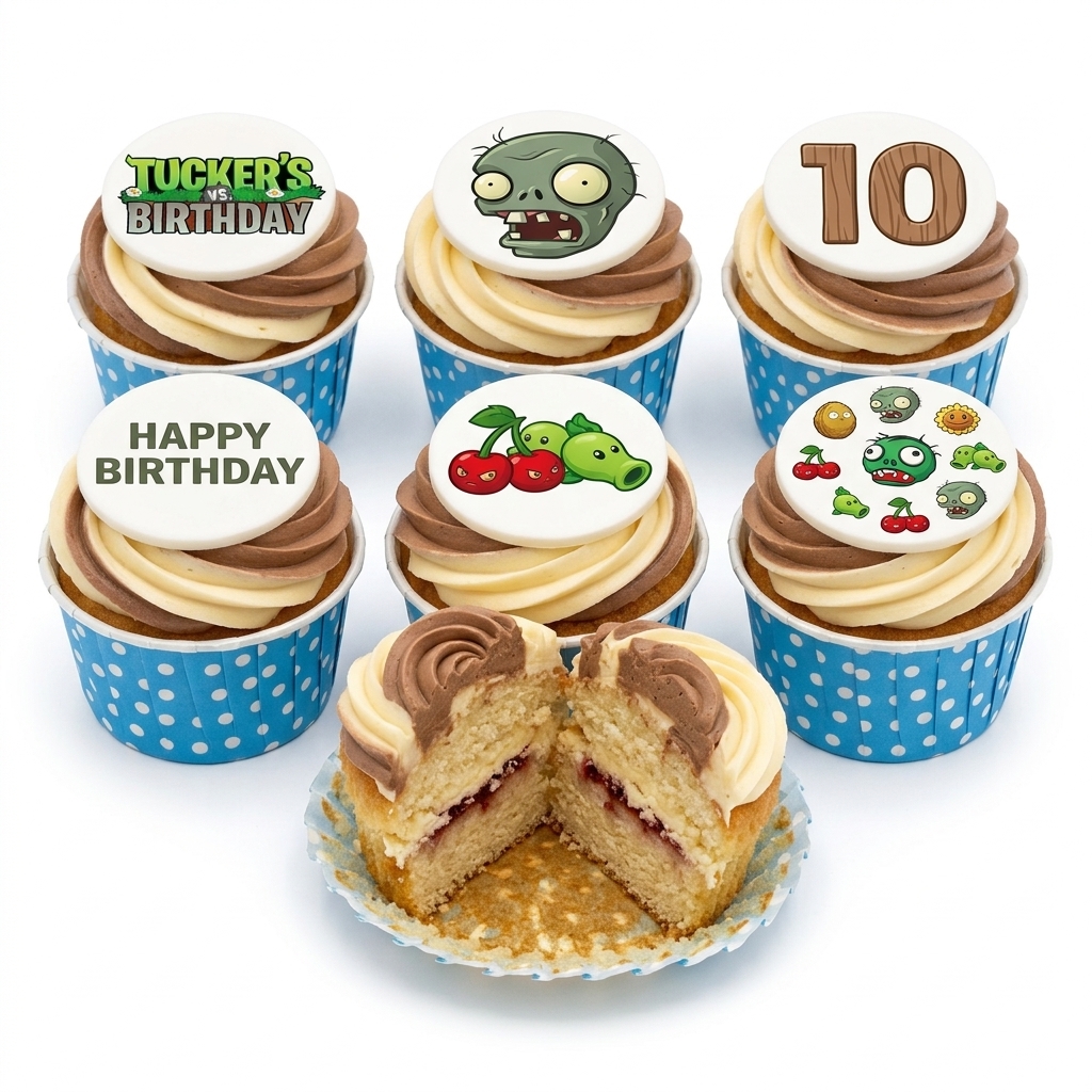 Plants vs Zombies Gaming Birthday Cupcakes
