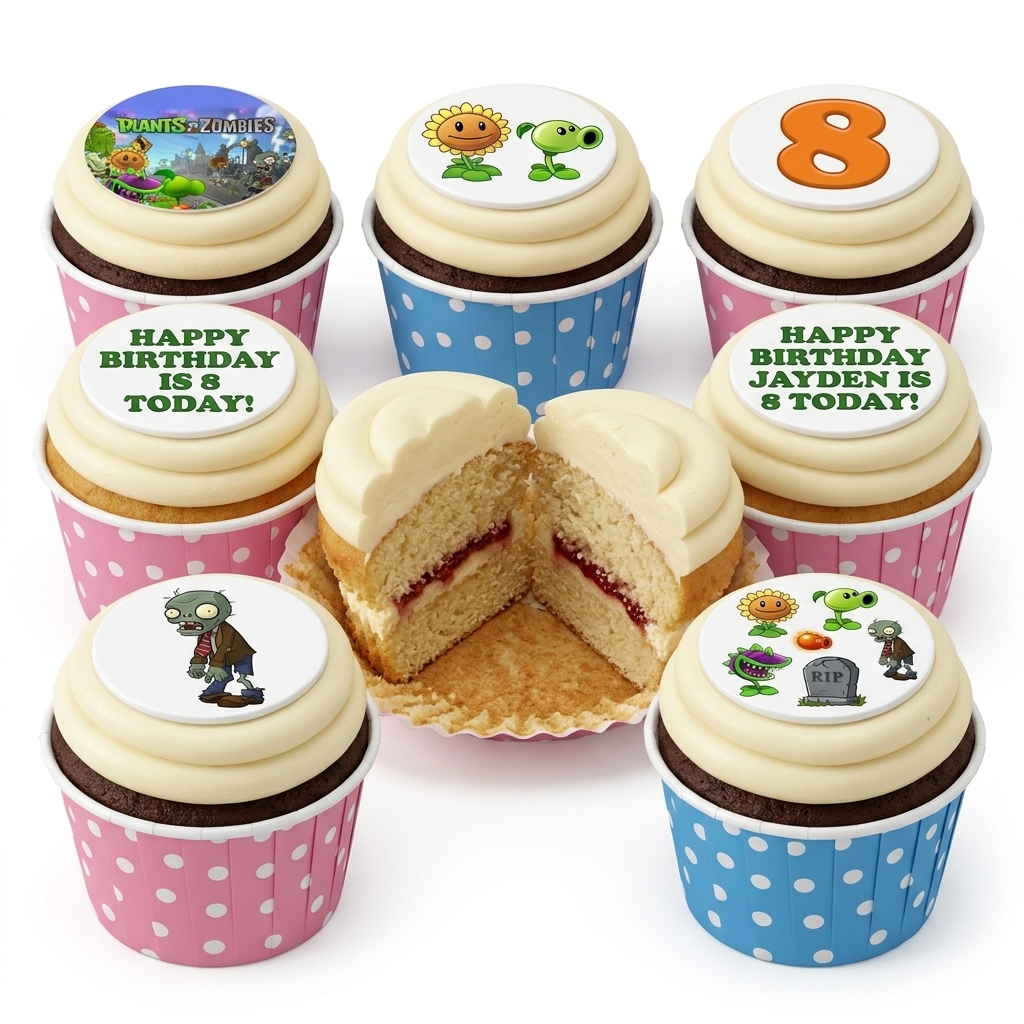 Plants vs Zombies Birthday Cupcakes