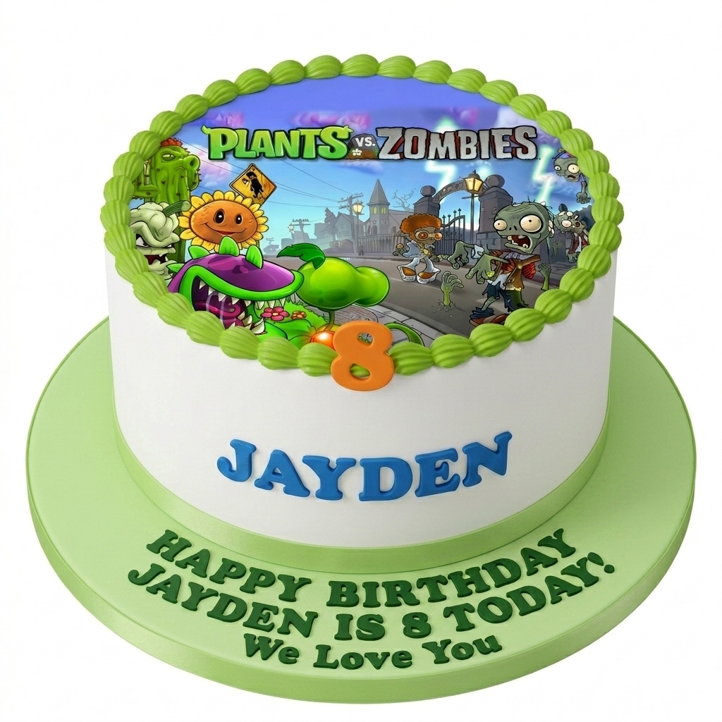 Plants Vs Zombies Birthday Cake with Custom Age
