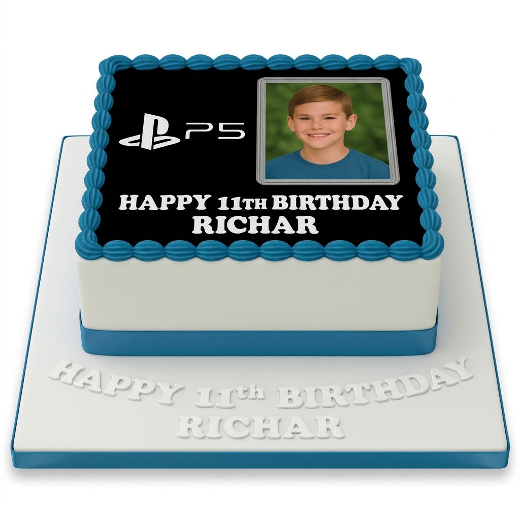 PS5 Gaming Photo Birthday Cake