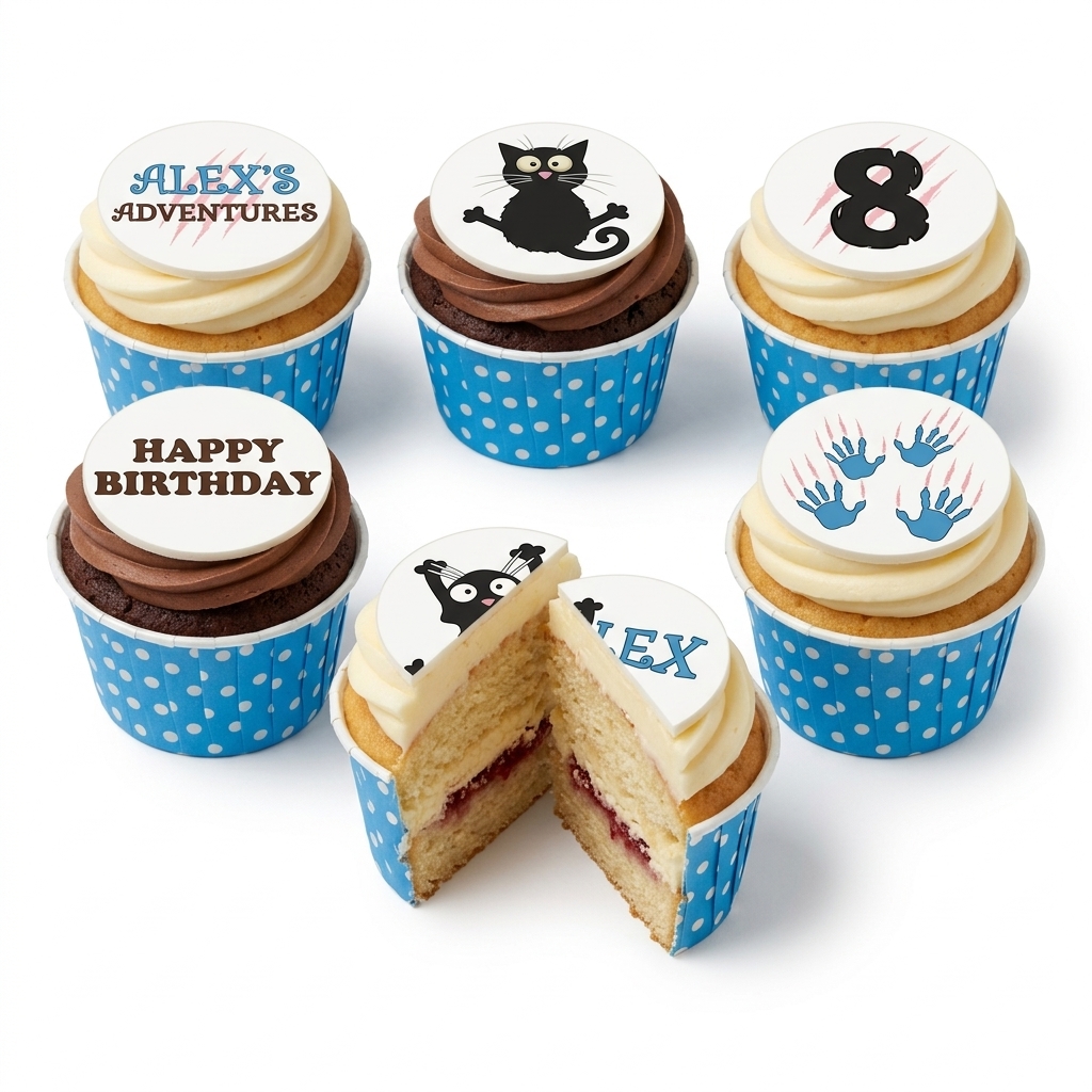 Kids Cat Adventure Birthday Cupcakes