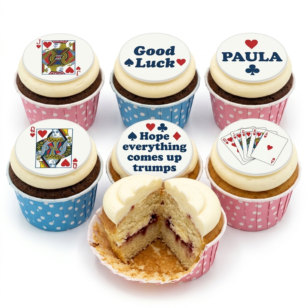 Card Game Themed Cupcakes | Personalised Good Luck Cupcakes
