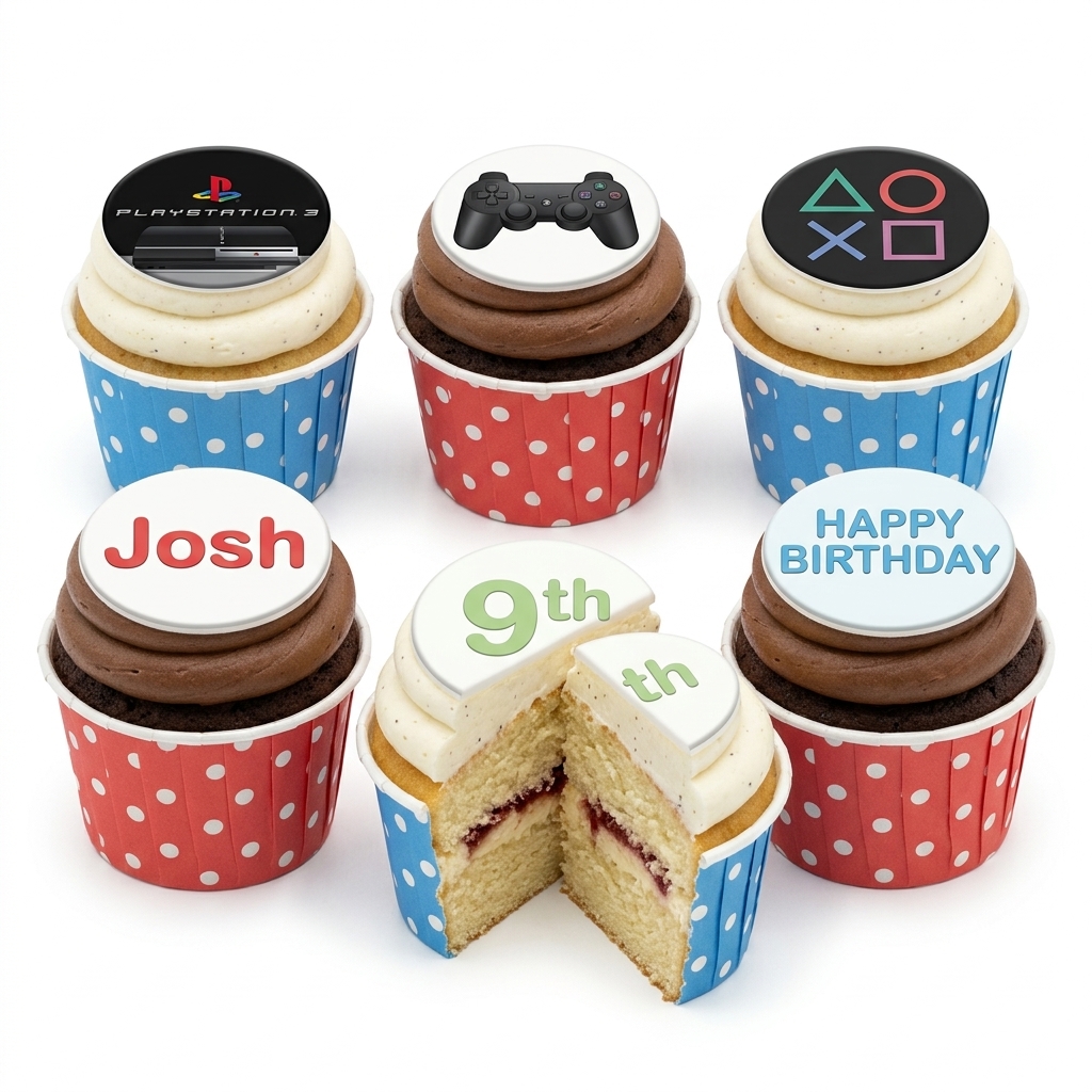 PlayStation Gaming Birthday Cupcakes
