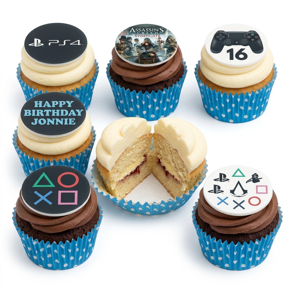 PlayStation Gaming Birthday Cupcakes
