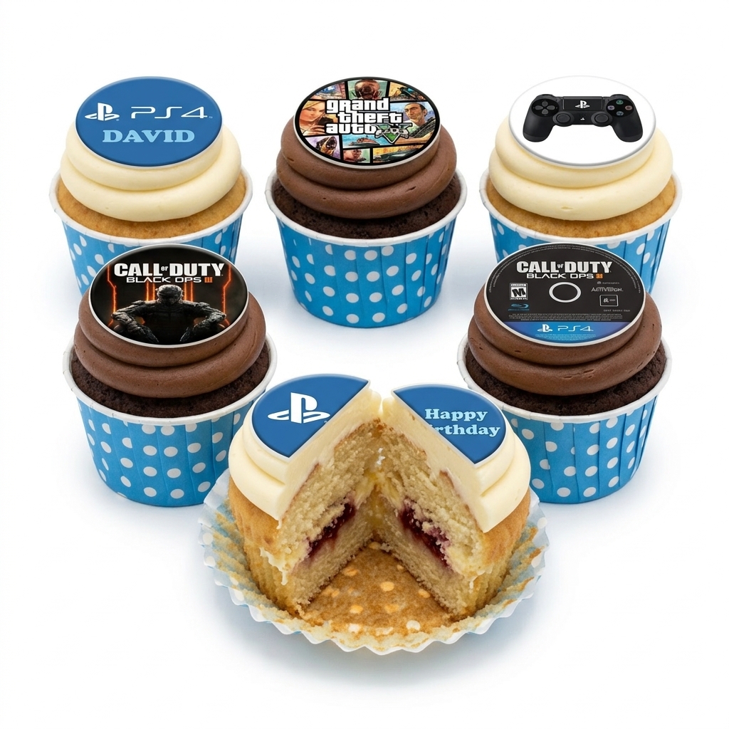 PlayStation Gaming Birthday Cupcakes