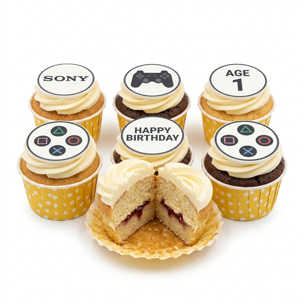 PlayStation Gaming Birthday Cupcakes