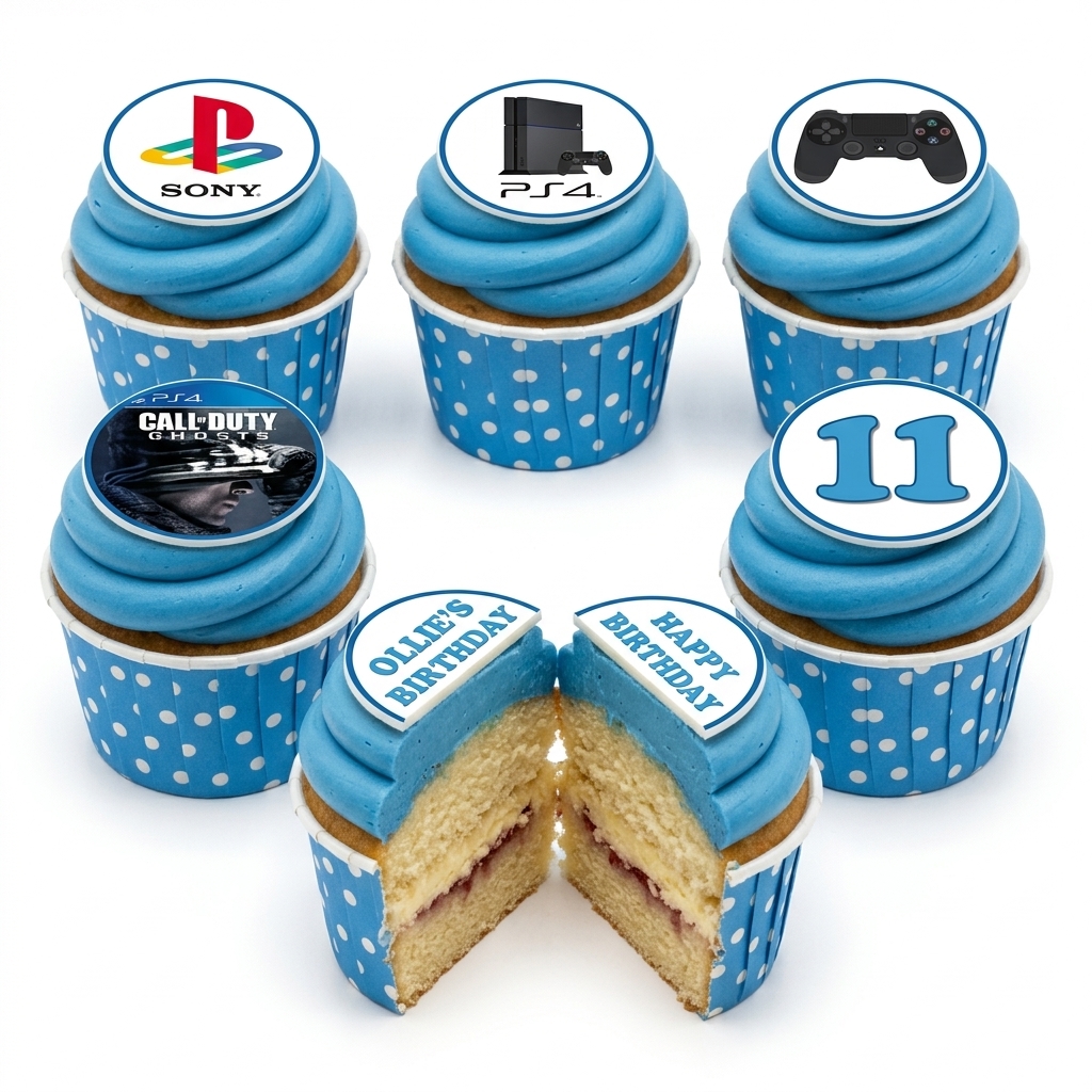 PlayStation Gaming Birthday Cupcakes