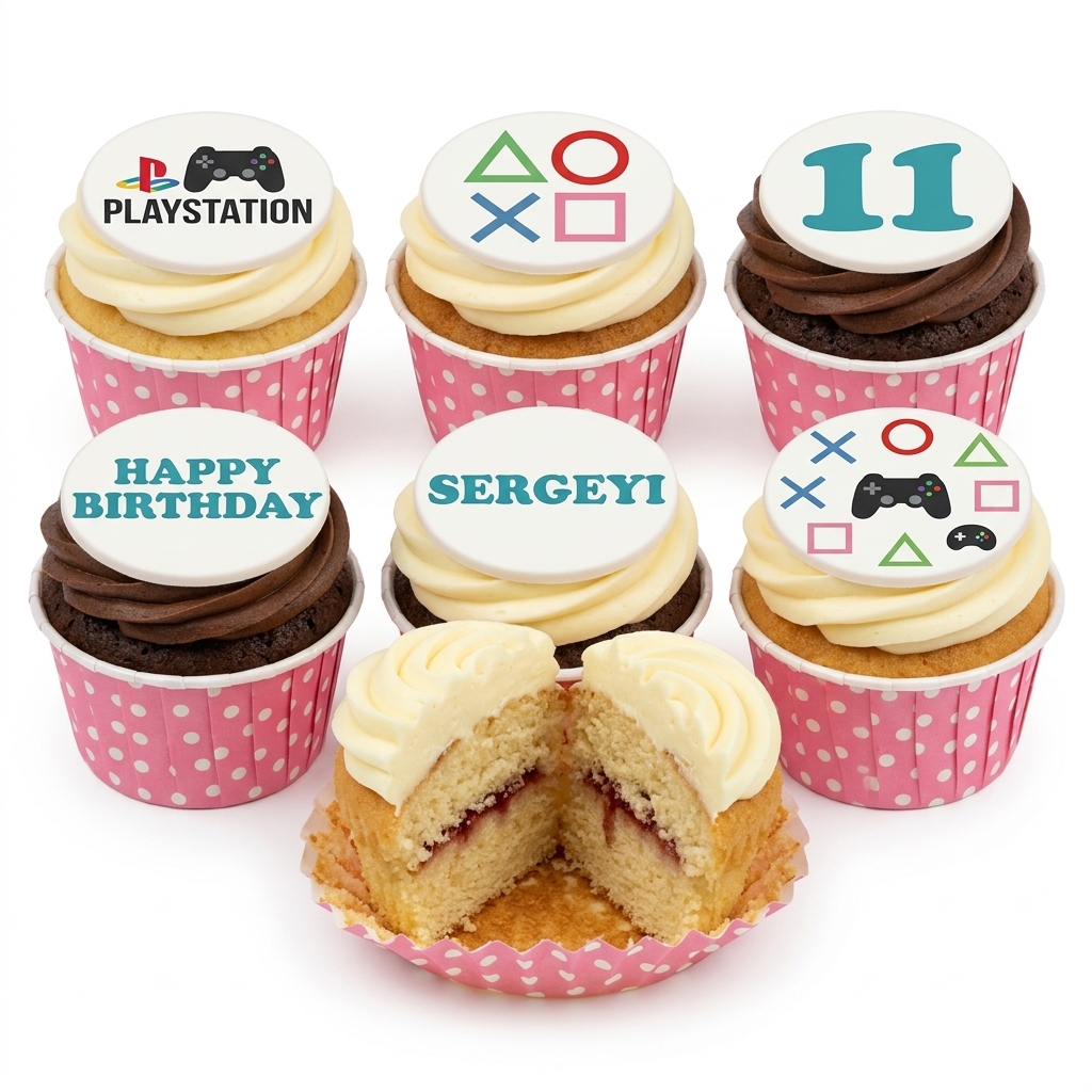 PlayStation Gaming Birthday Cupcakes