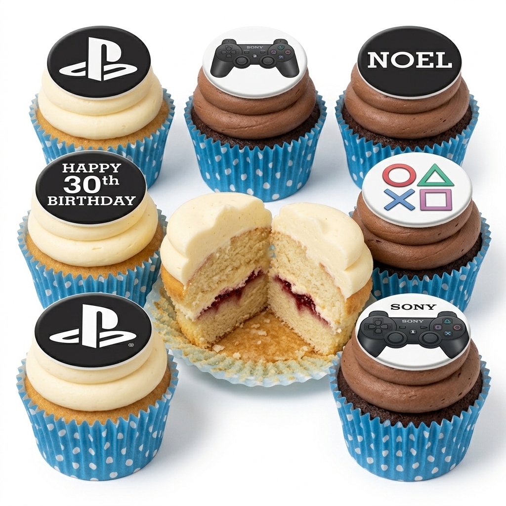 PlayStation Gaming Birthday Cupcakes with Custom Age