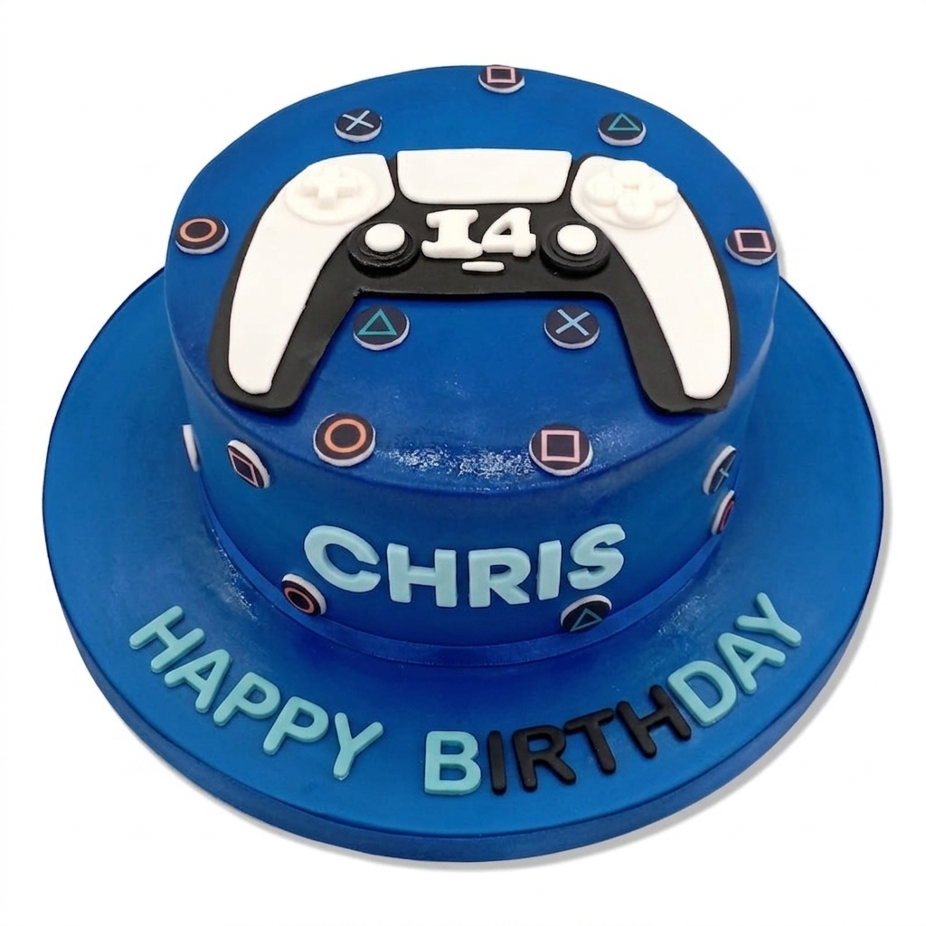 PlayStation Gaming Birthday Cake with Custom Age