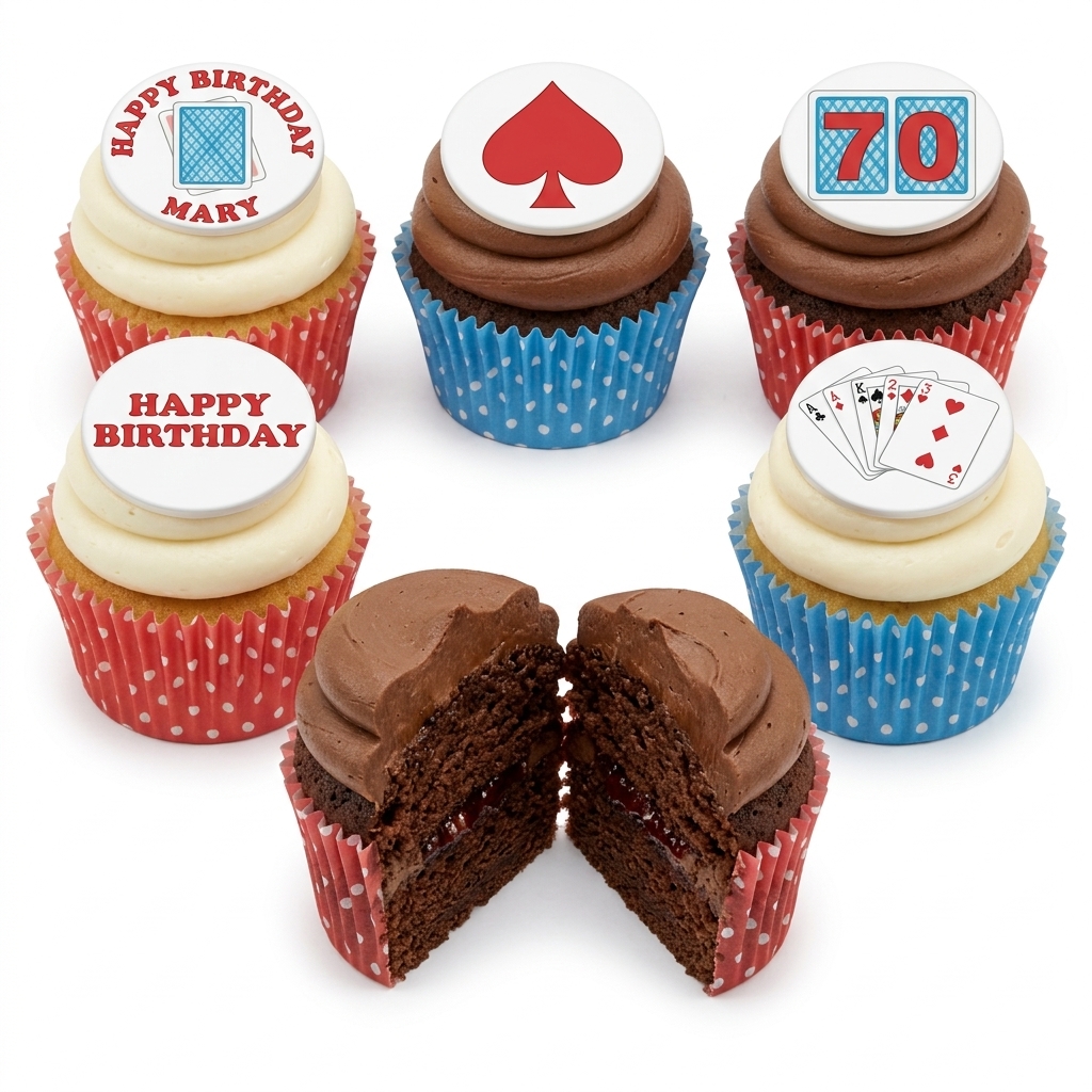 Card Game Birthday Cupcakes with Custom Age Topper