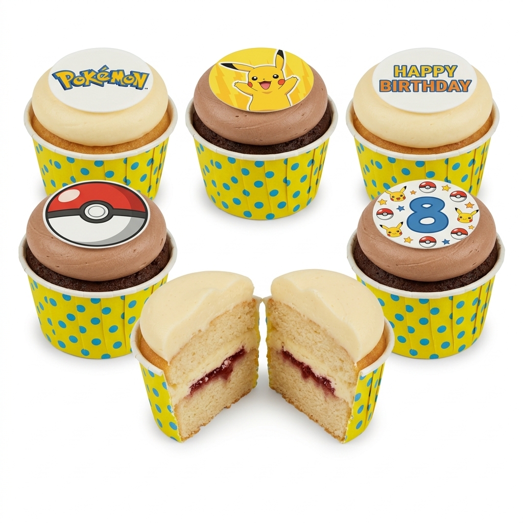 Pokémon Birthday Cupcakes with Custom Age Topper
