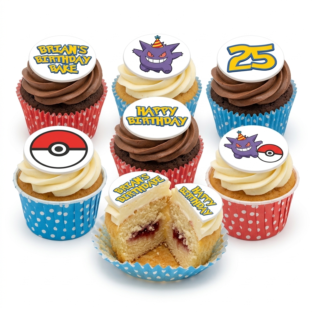 Pokémon Birthday Cupcakes with Custom Age Topper