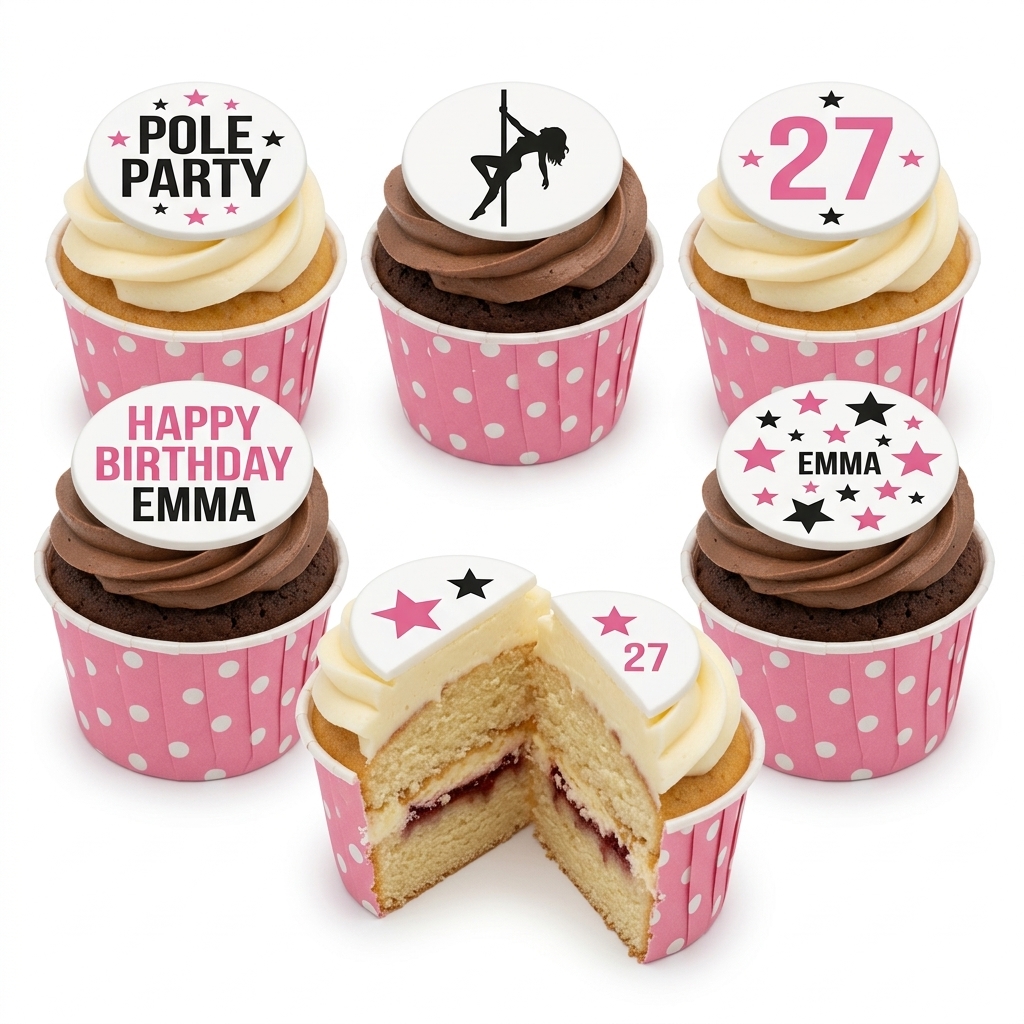 Pole Party Birthday Cupcakes for Her