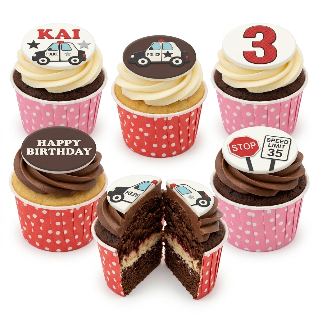 Police Car Birthday Cupcakes