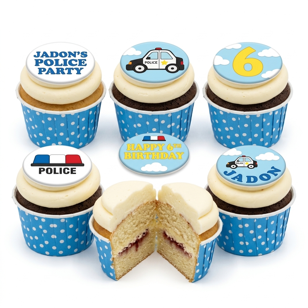Police Theme Birthday Cupcakes for Boys