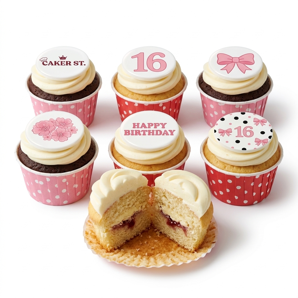 Elegant Pink & White Ladies Birthday Cupcakes