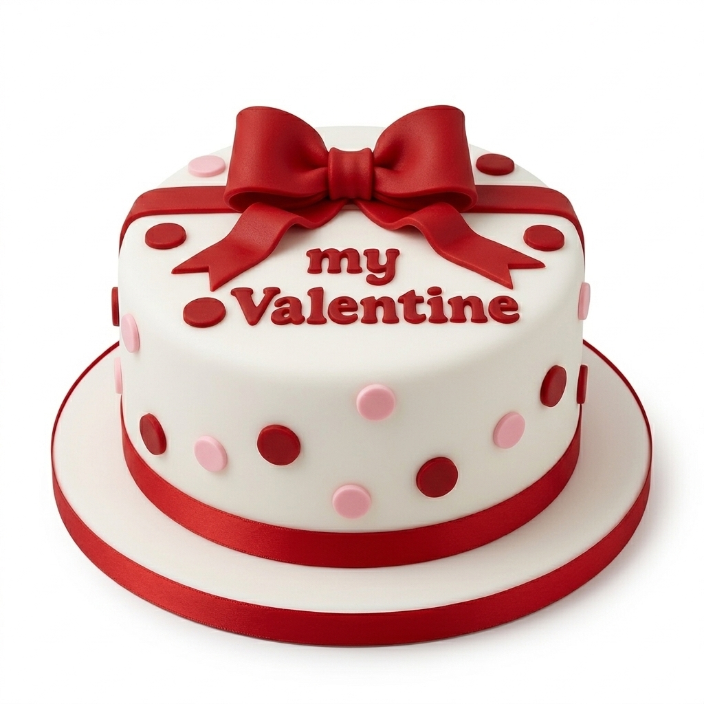 Valentine's Day Bow & Polka Dot Cake