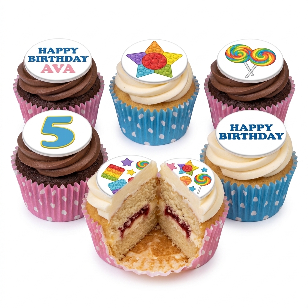 Pop It Fidget Toy Kids Birthday Cupcakes
