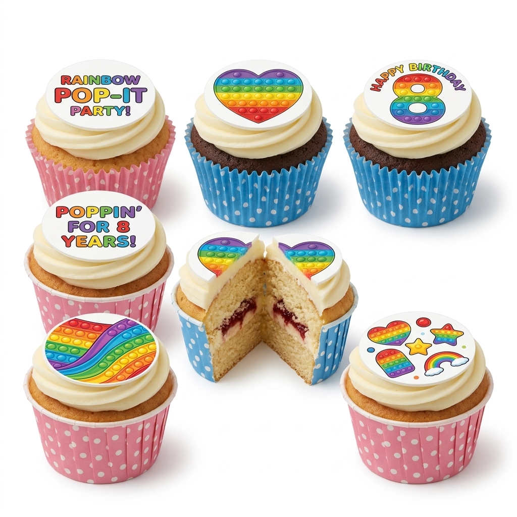 Pop It Rainbow Birthday Cupcakes