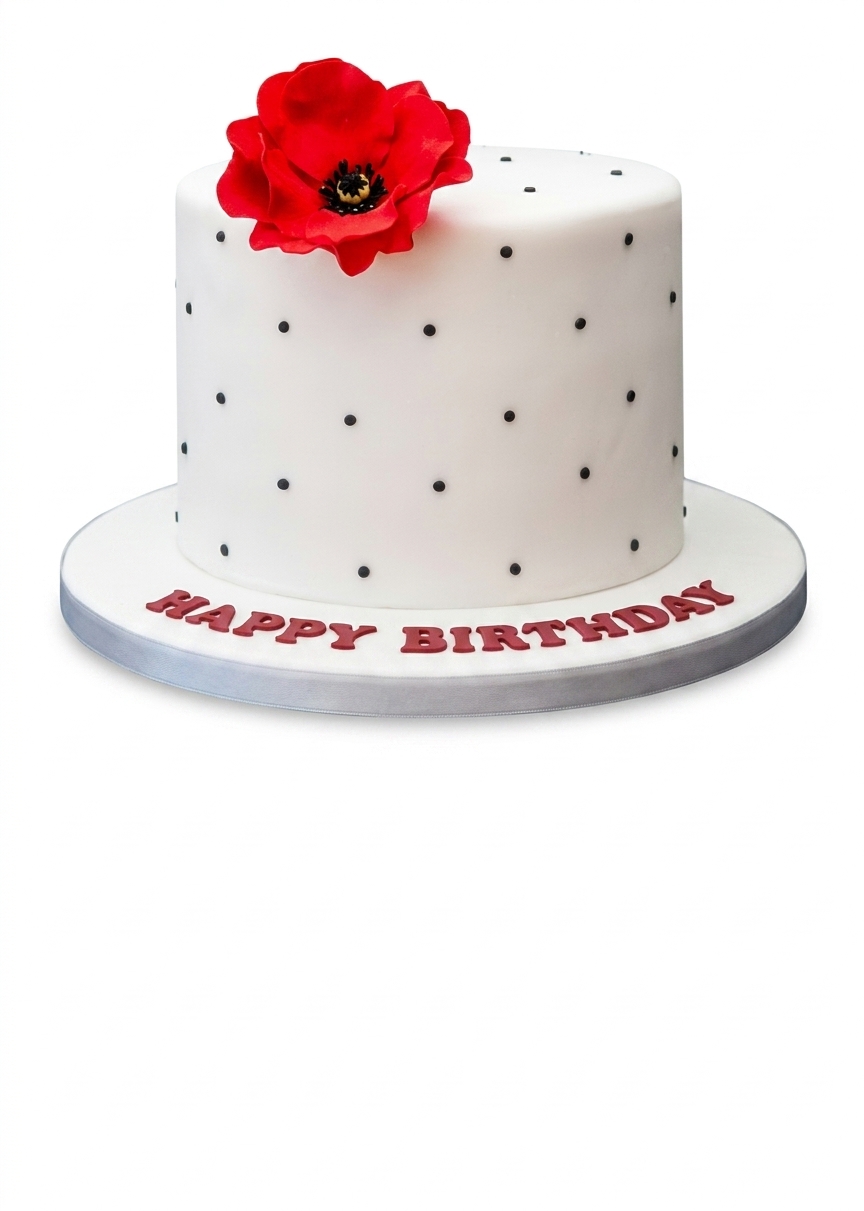 Red Poppy & Polka Dot Birthday Cake for Her