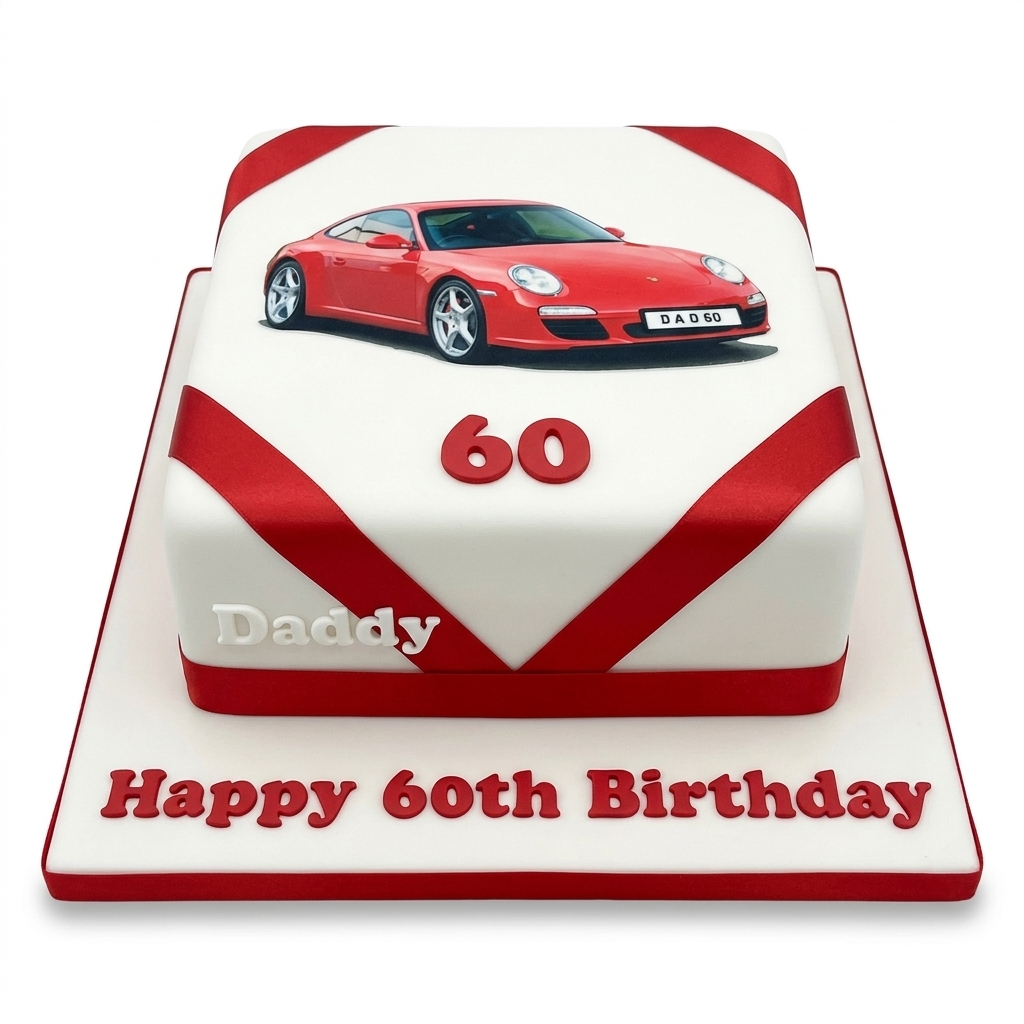 Red Sports Car Birthday Cake | Custom Age & Name
