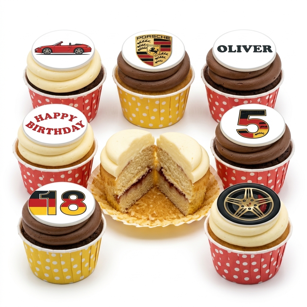 Porsche Theme Birthday Cupcakes with Custom Age