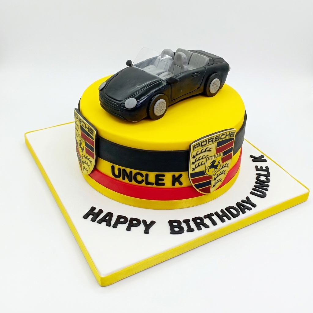 Personalised Porsche Sports Car Birthday Cake