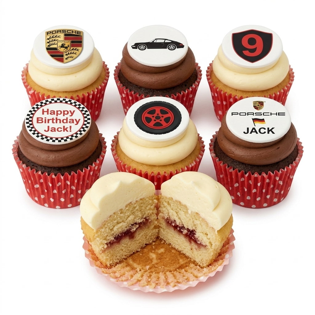 Porsche Sports Car Birthday Cupcakes