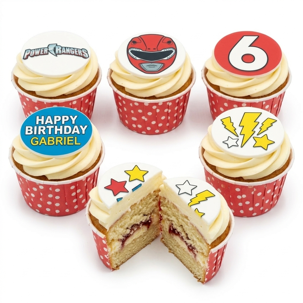 Personalised Power Rangers Birthday Cupcakes