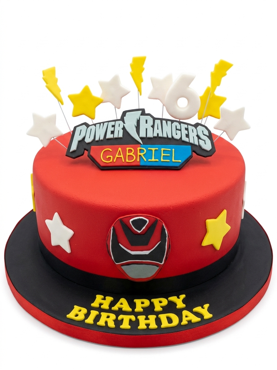 Power Rangers Birthday Cake for Kids with Custom Age