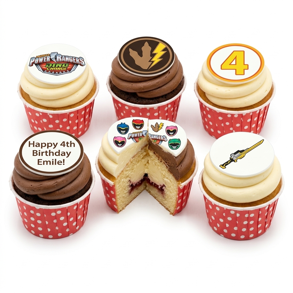 Power Rangers Birthday Cupcakes - Custom Age & Name