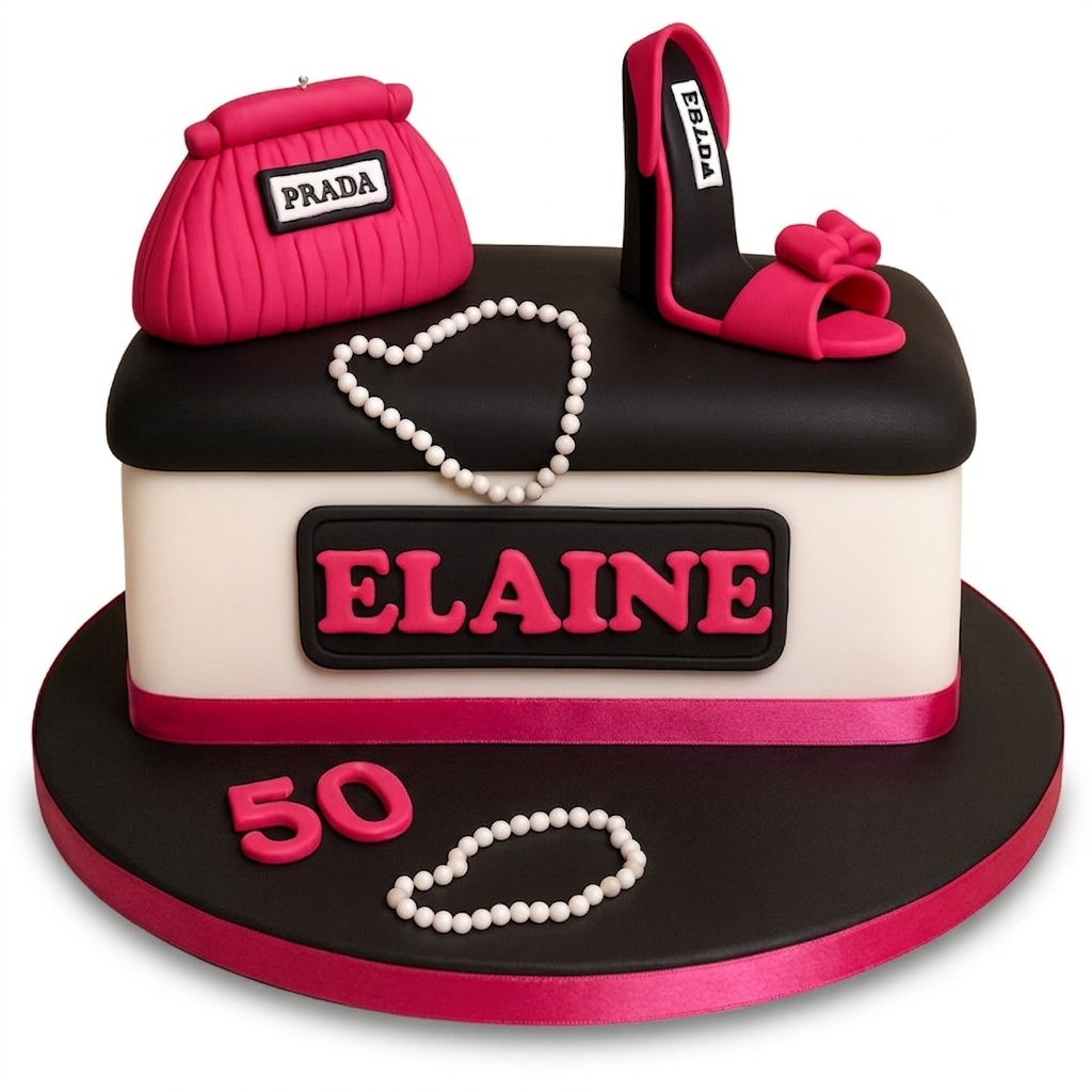 Fashion Theme Birthday Cake with Handbag & High Heel