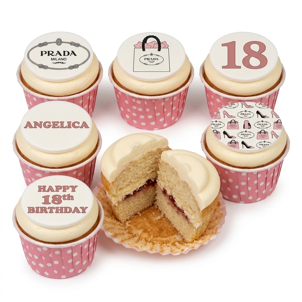 Prada Birthday Cupcakes with Custom Age & Name