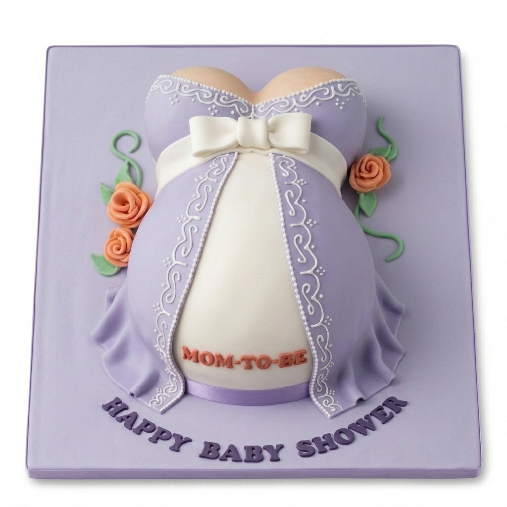 Elegant Maternity Dress Baby Shower Cake