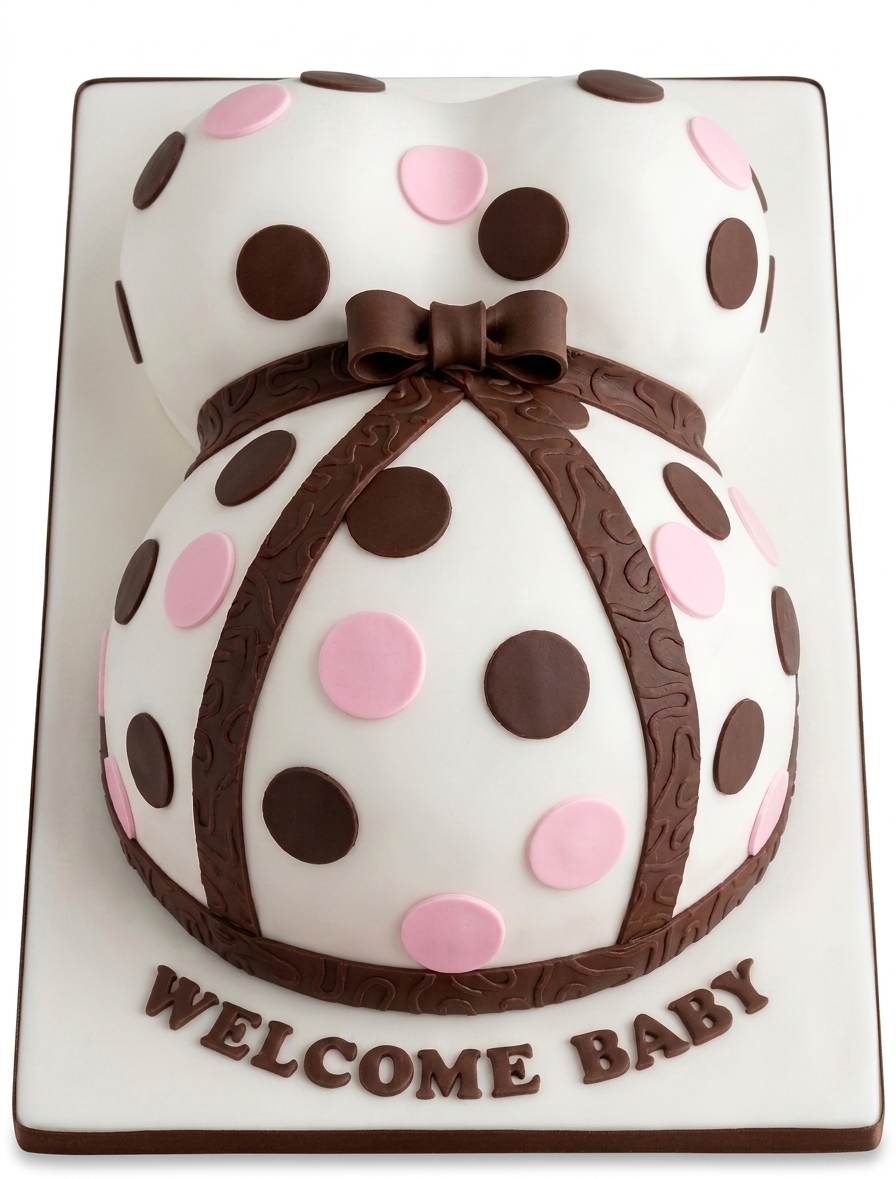 Pink Polka Dot Baby Shower Cake for Girls