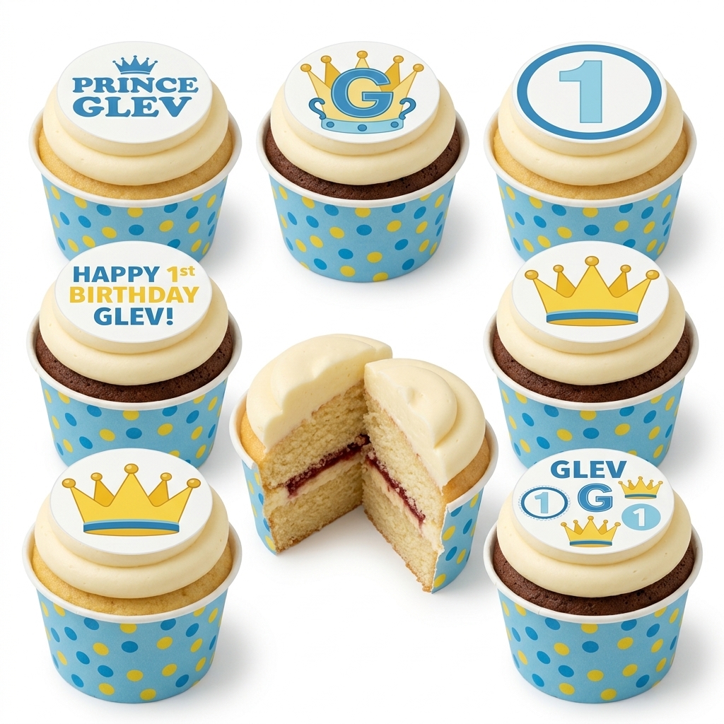 Prince 1st Birthday Cupcakes