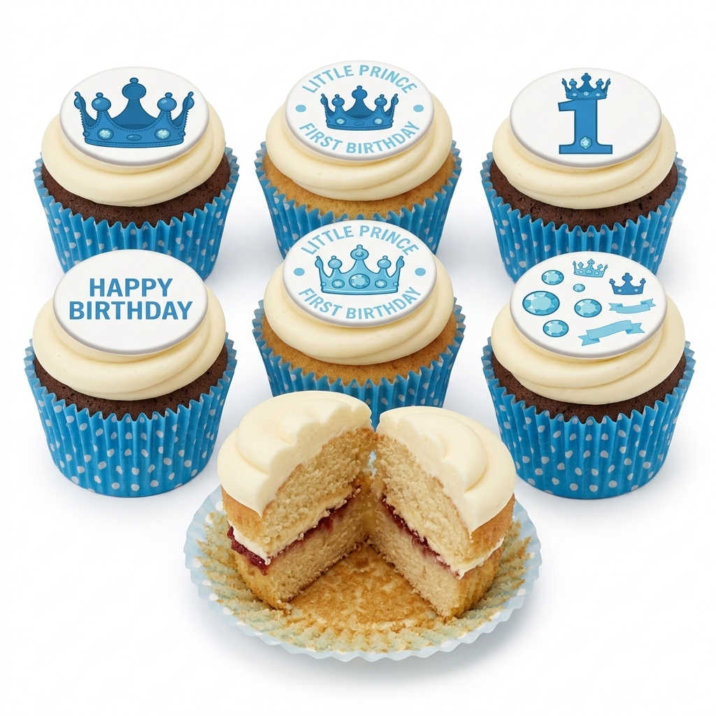 Little Prince First Birthday Cupcakes for Boys