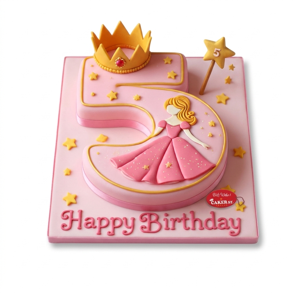 Princess Birthday Cake for Girls with Custom Age