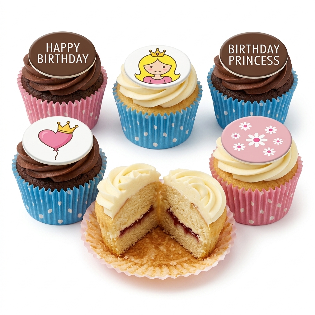Birthday Cupcakes for Girls with Princess & Floral Designs