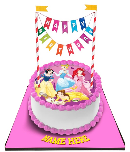 Princess Cake with Happy Birthday Bunting