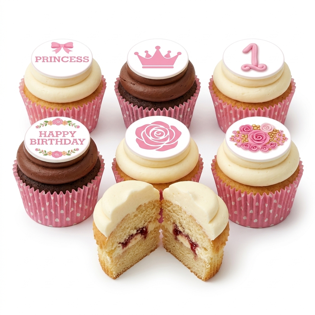Princess & Floral Birthday Cupcakes for Girls