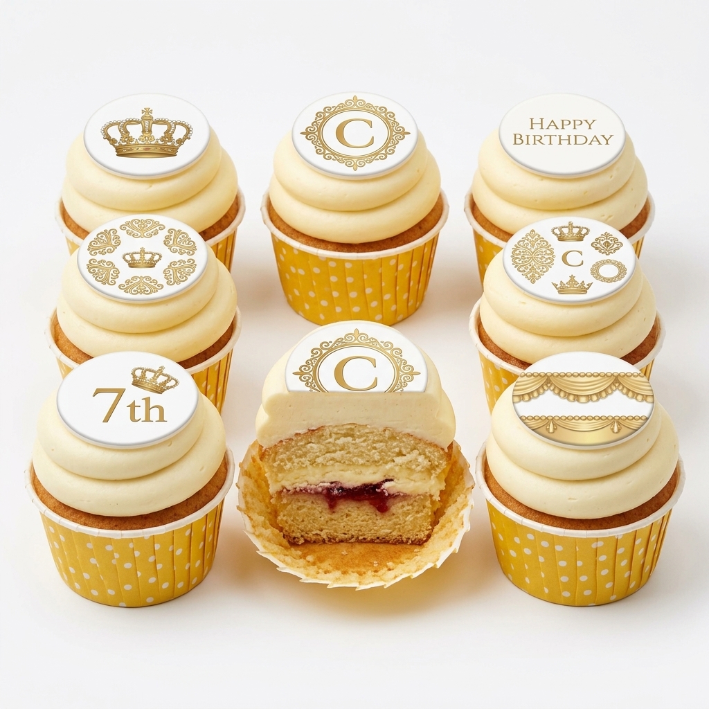 Royal Crown Birthday Cupcakes with Personalised Initial