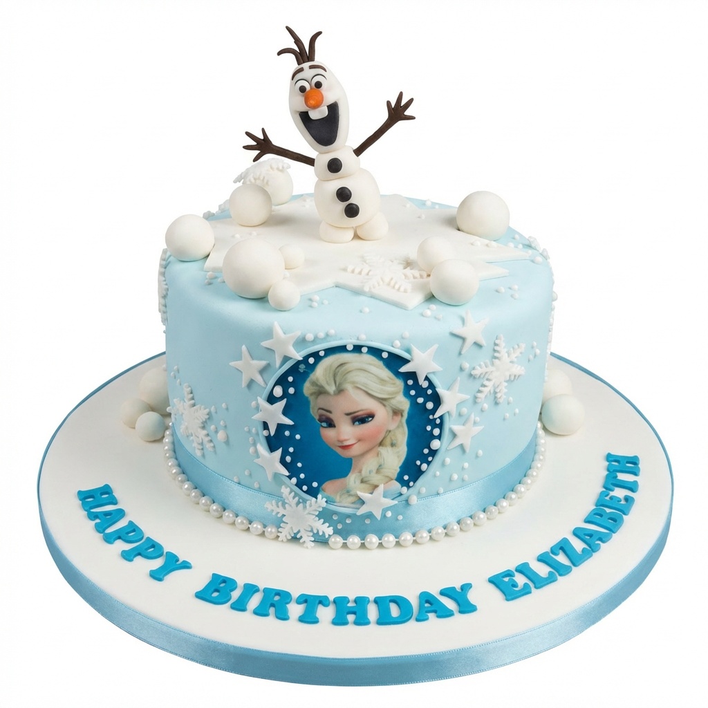 Frozen Birthday Cake with Elsa & Olaf