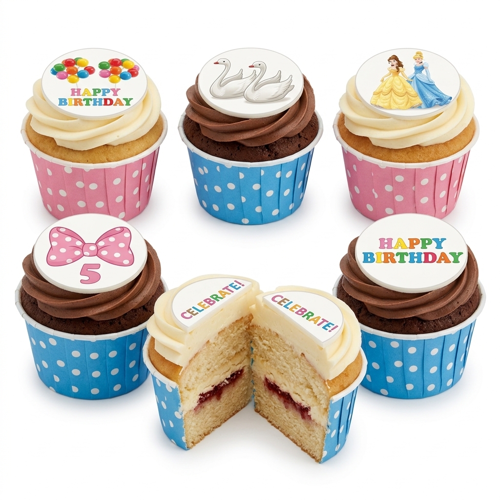Disney Princess Birthday Cupcakes with Custom Toppers